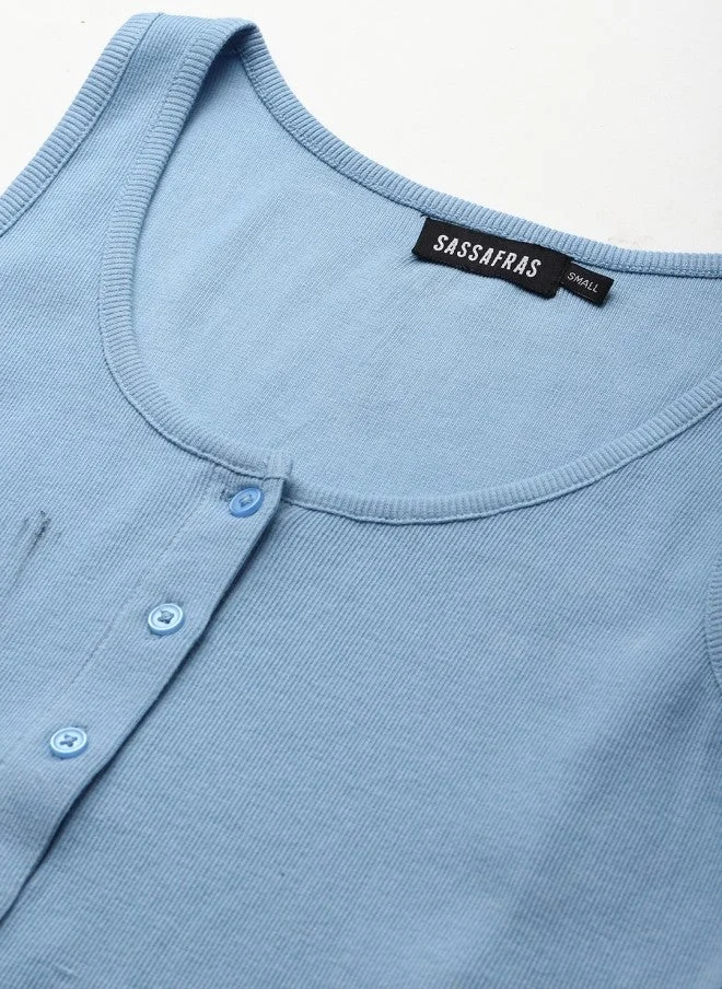 ساسافراس بلوزة قصيرة زرقاء نسائية